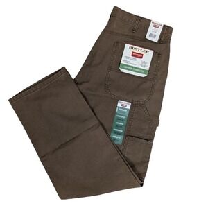 Wrangler Rustler Men's NWT Brown Carpenter Pants 34x32 - 100% Cotton Canvas